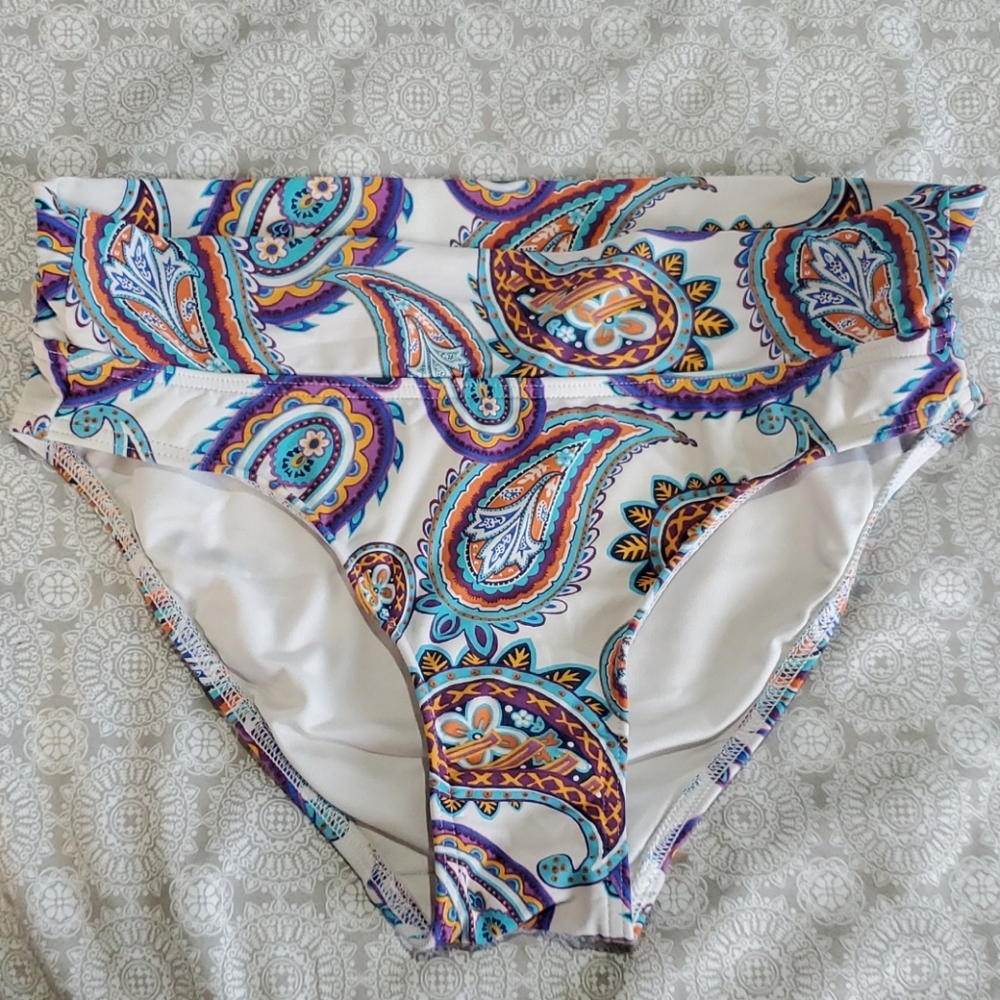 Lands' End fold-over paisley bikini bottoms medium